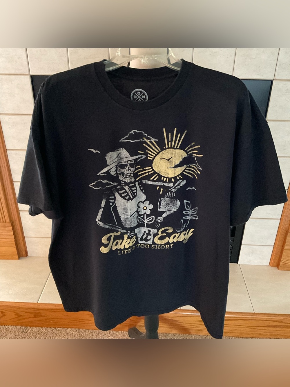 DOM Featuring a Skeleton Watering a Flower Under the Sun Graphic Tee, Sz 3XL